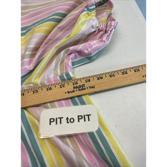 Ganni poplin Square Neck Puff Sleeve Blouse Top Size 34 US MED pink striped - Picture 6 of 8